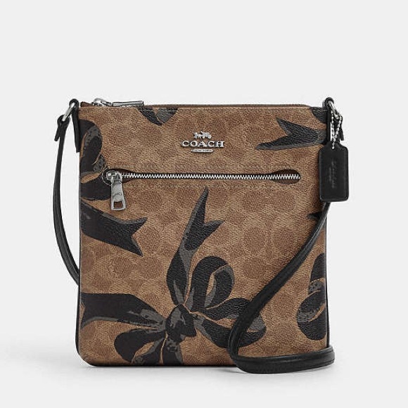 New COACH Mini Rowan File Bag In Signature Canvas With Bow Print - Picture 2 of 10